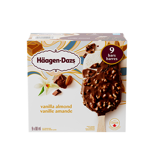 HÄAGEN-DAZS VANILLA ALMOND ICE CREAM BARS 9 X 88 ML