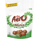 Minis chocolat au lait et menthe poivrée AERO, 135 grammes.