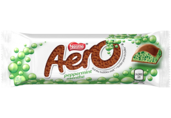 Barre de chocolat à bulles à la menthe poivrée AERO, 41 grammes.