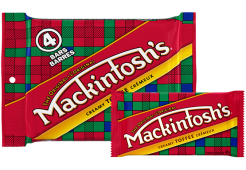 MACKINTOSH Toffee 4 bar multipack, 4 x 25 grams.